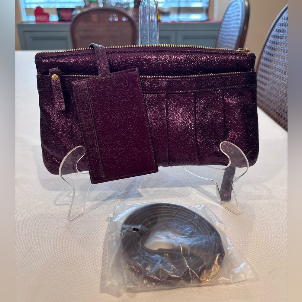 Chic Y2K Metallic Purple Small Clutch w/ Strap